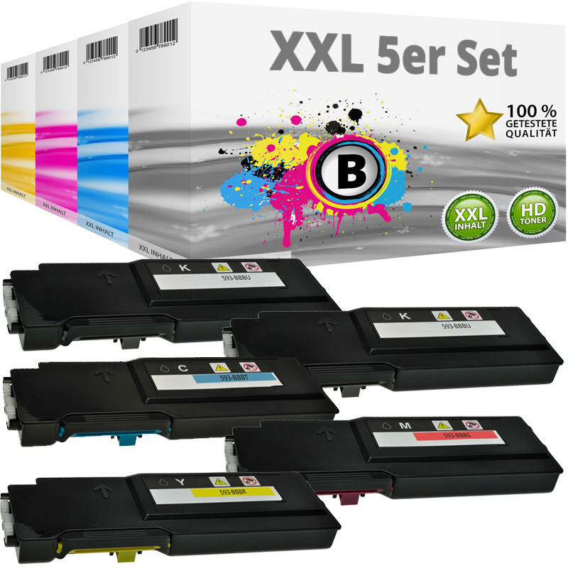 Multipack kompatibel zu Dell 593-BBBx enthält 5x Tonerkartusche