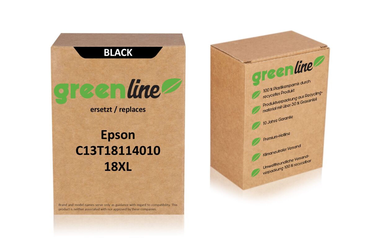 greenline ersetzt Epson C13T18114010 / 18XL Tintenpatrone, schwarz