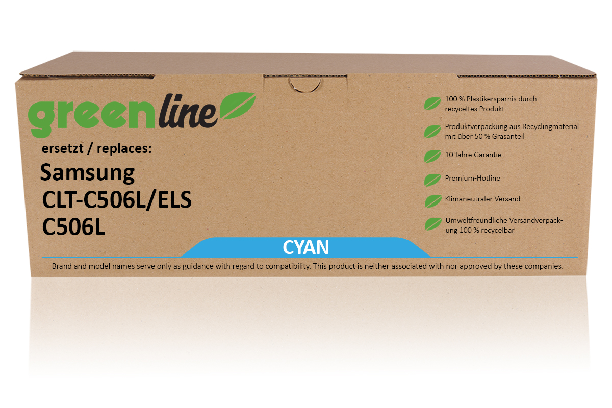 greenline ersetzt Samsung / HP CLT-C 506 L/ELS / C506L Tonerkartusche, cyan