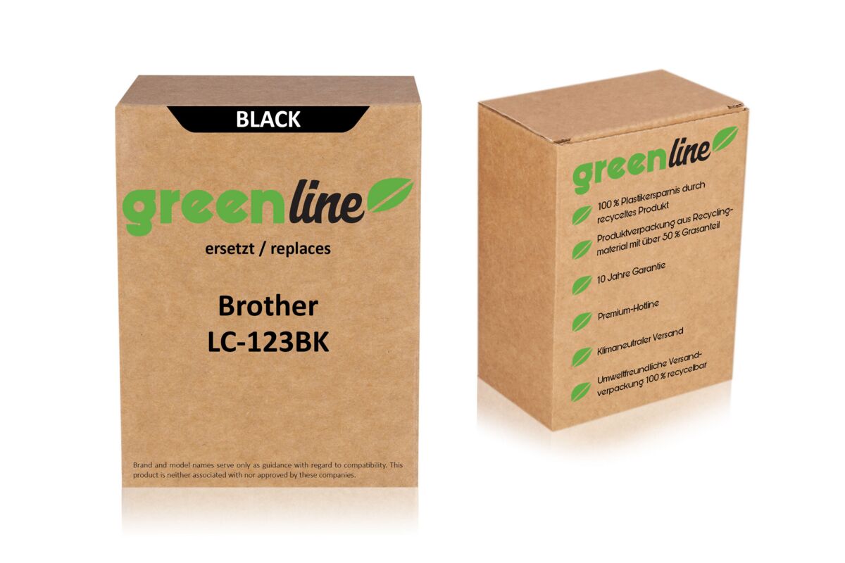 greenline ersetzt Brother LC-123 BK XL Tintenpatrone, schwarz