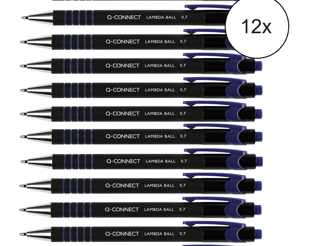 Q-CONNECT Kugelschreiber Lambda, M, blau, 12er-Pack