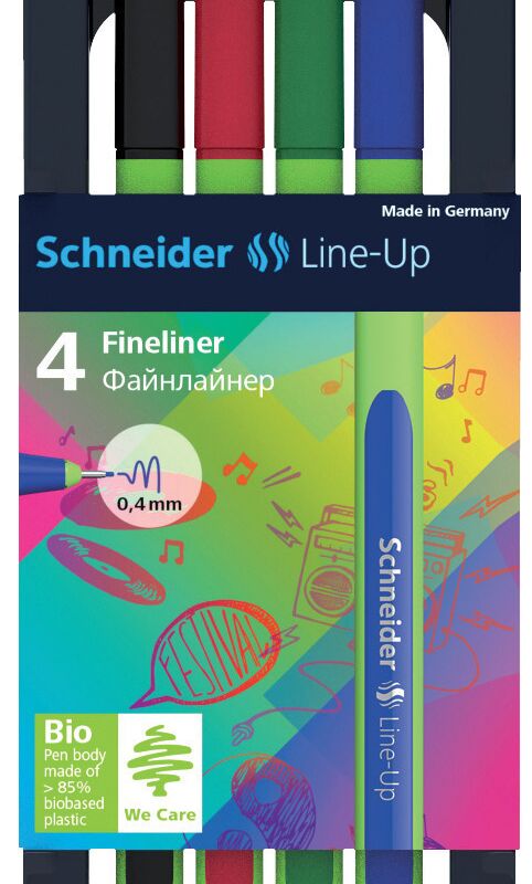 SCHNEIDER Feinliner Line-Up, 4 Stück, sortiert