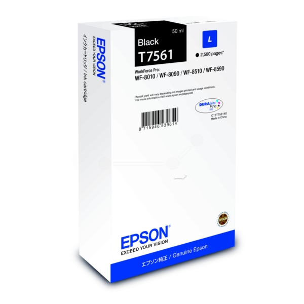 Original Epson C13T75614N / T7561 Tintenpatrone schwarz