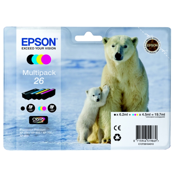 Original Epson C13T26164010 / 26 Tintenpatrone Multipack