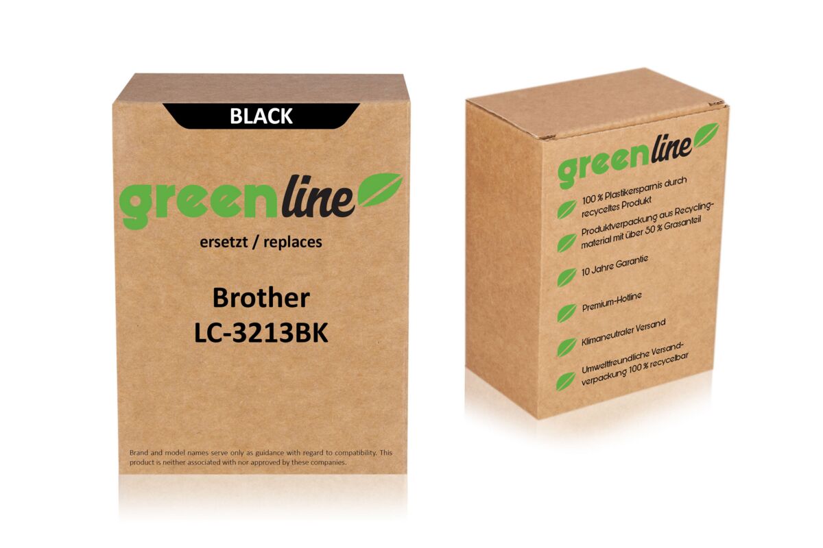 greenline ersetzt Brother LC-3213 BK Tintenpatrone, schwarz