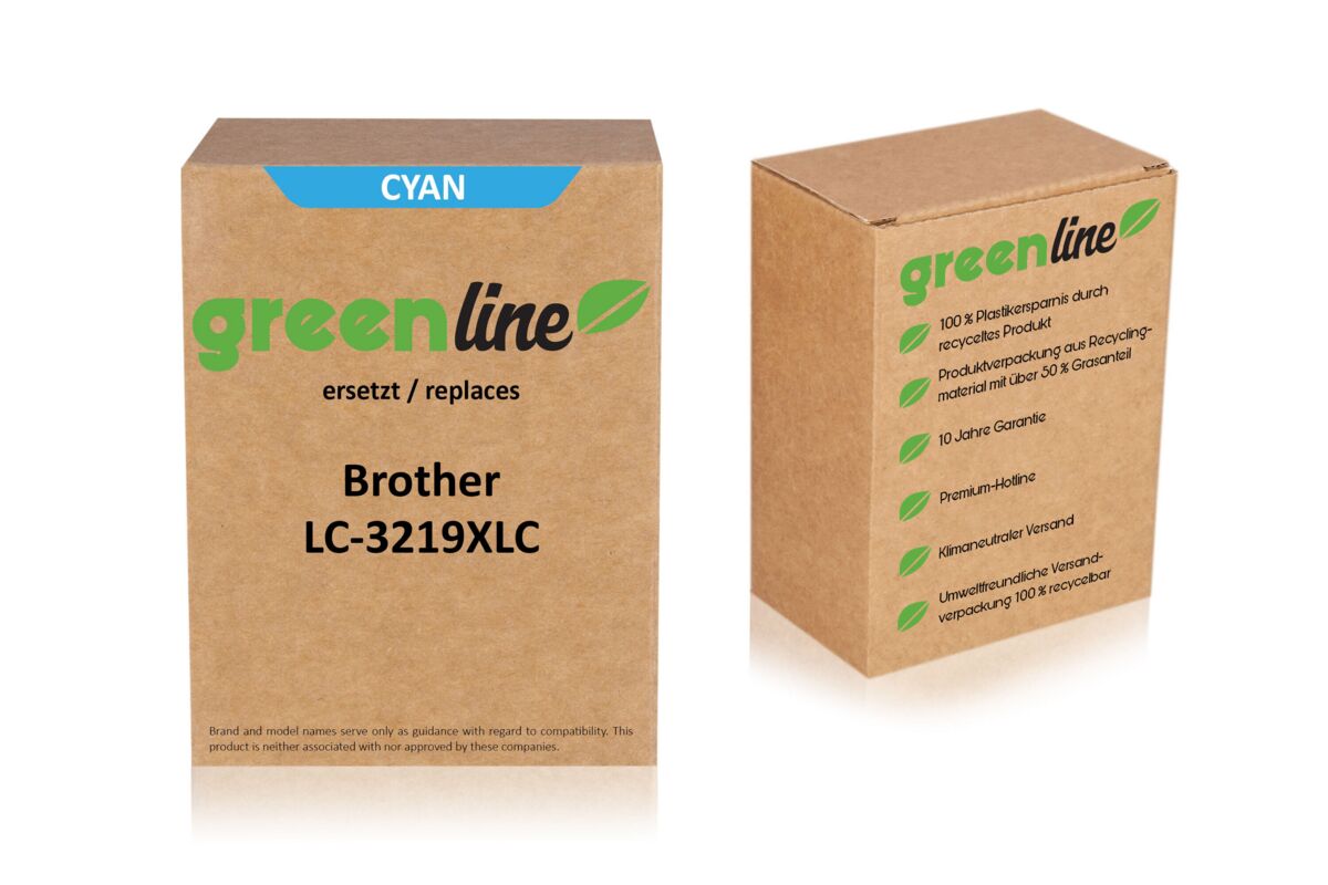 greenline ersetzt Brother LC-3219XLC Tintenpatrone, cyan