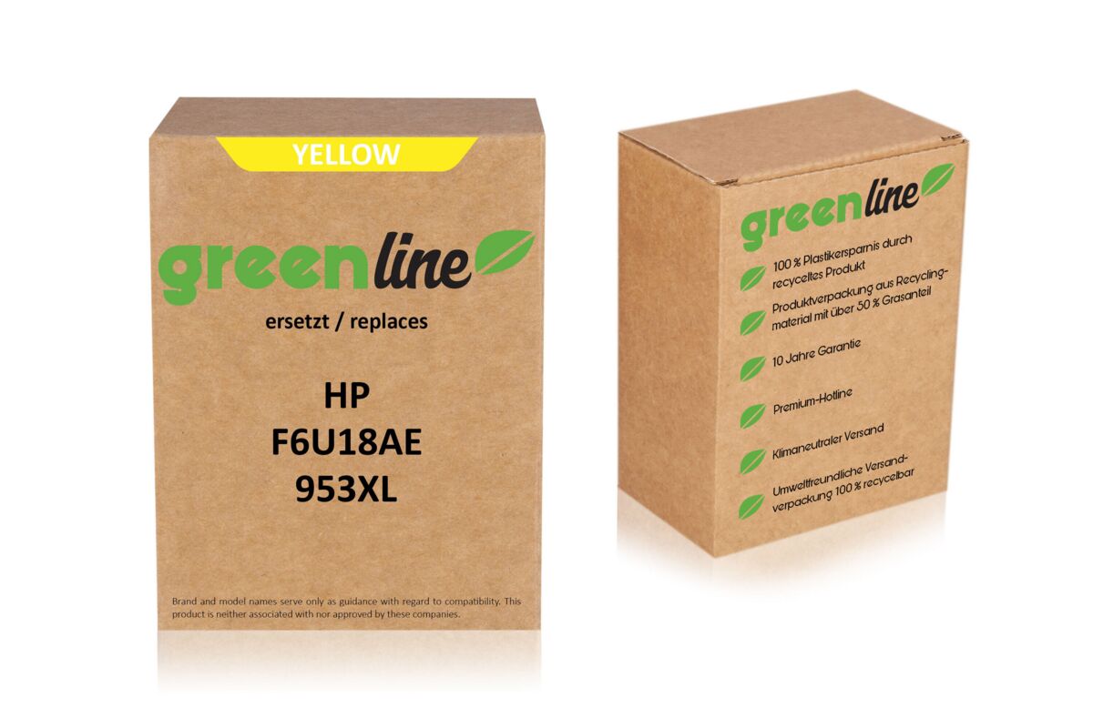 greenline ersetzt HP F6U18AE / 953XL Tintenpatrone, gelb