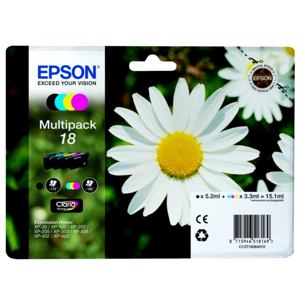 Original Epson C13T18064012 / 18 Tintenpatrone Multipack