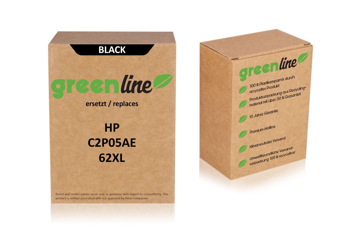 greenline ersetzt HP C2P05AE / 62XL Druckkopfpatrone, schwarz