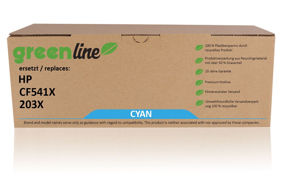 greenline ersetzt HP CF541X / 203X Tonerkartusche, cyan