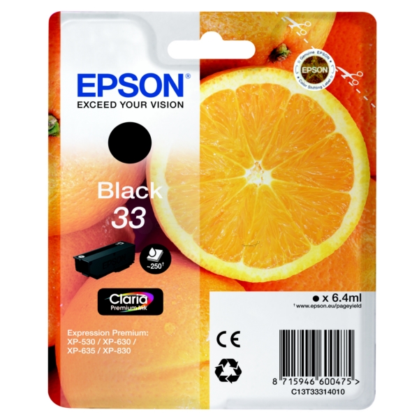 Original Epson C13T33314012 / 33 Tintenpatrone schwarz