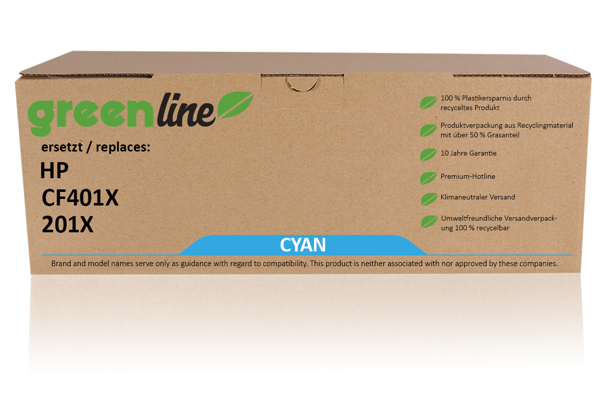 greenline ersetzt HP CF401X / 201X Tonerkartusche, cyan