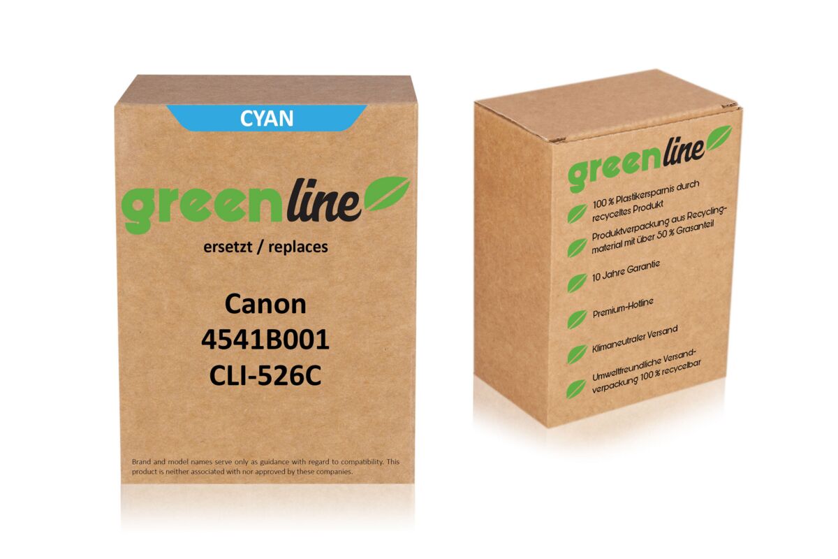greenline ersetzt Canon 4541B001 / CLI-526C Tintenpatrone, cyan