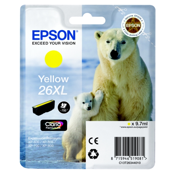 Original Epson C13T26344012 / 26XL Tintenpatrone gelb
