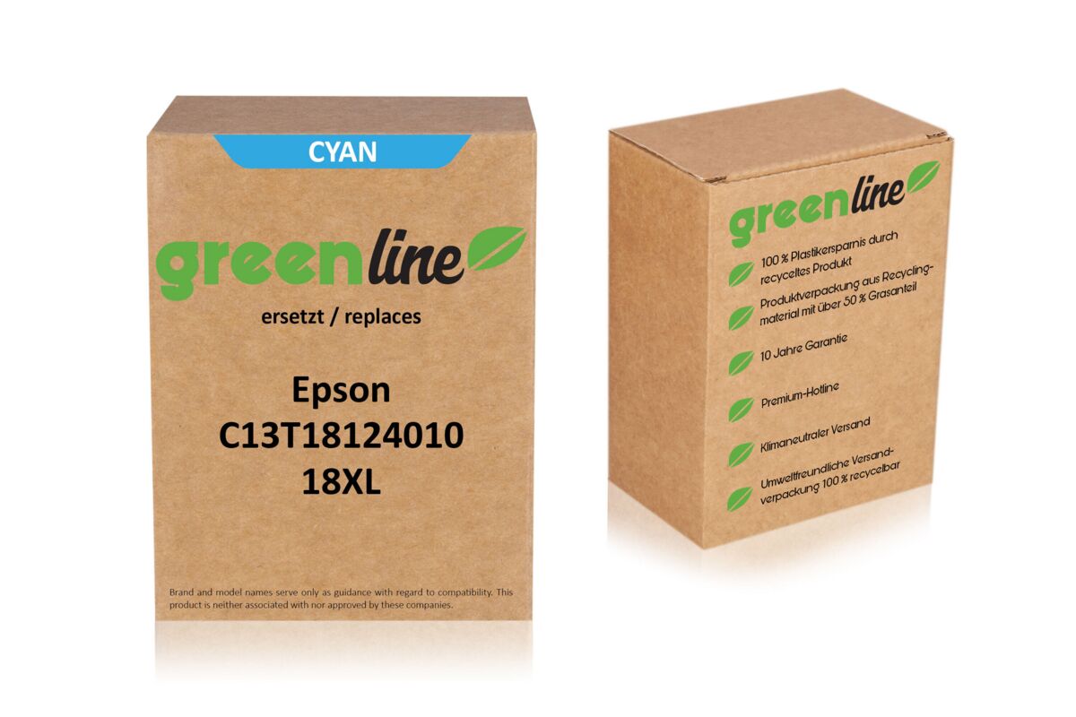 greenline ersetzt Epson C13T18124010 / 18XL Tintenpatrone, cyan