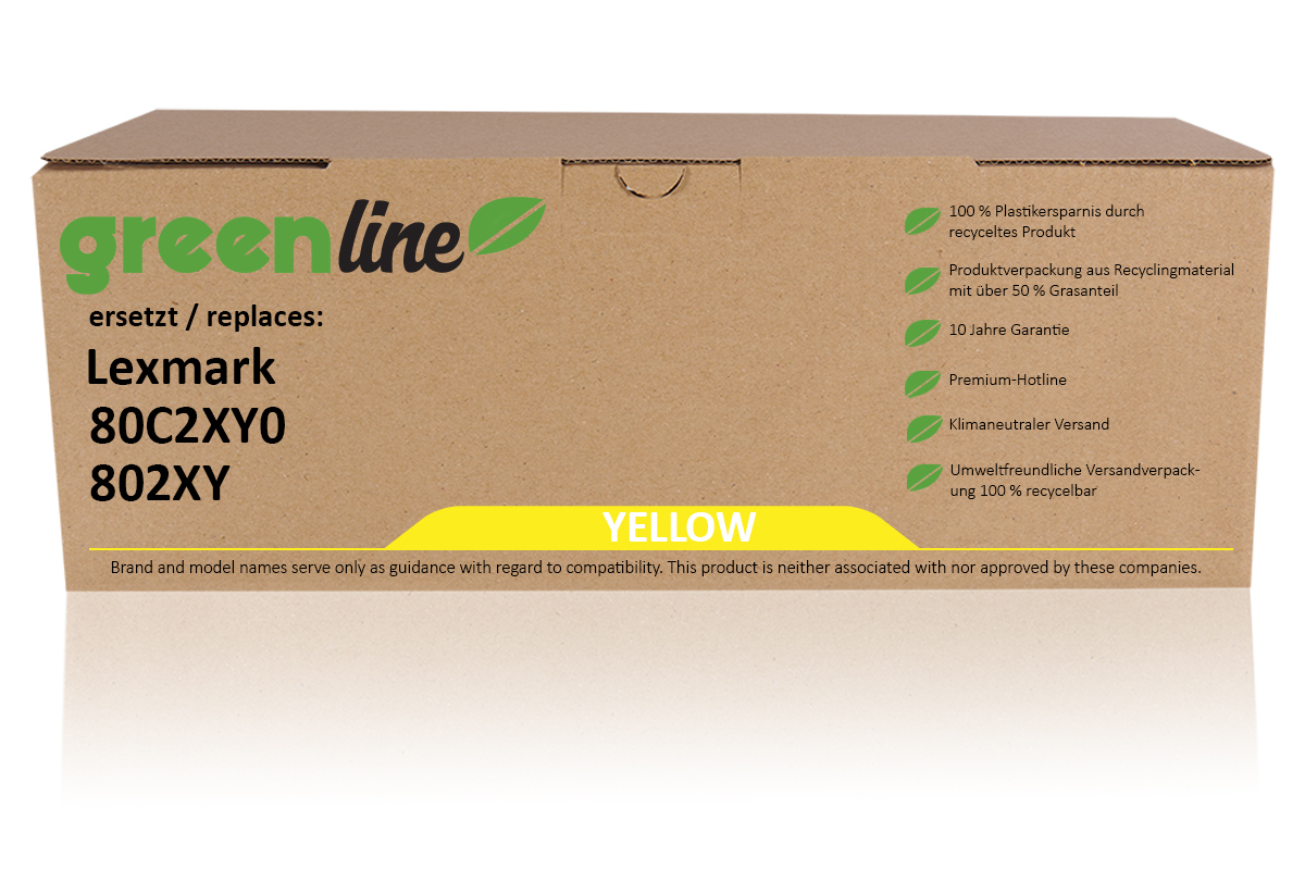 greenline ersetzt Lexmark 80C2XY0 / 802XY Tonerkartusche, gelb